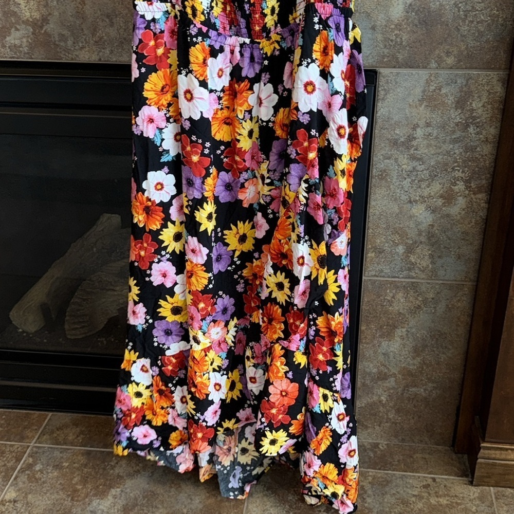 Torrid Maxi Challis Off-Shoulder Dress bright color flower smocked top 18/20 (2) - Picture 7 of 12